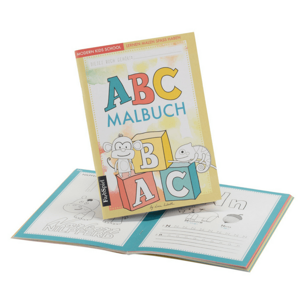 ABC-Malbuch für Kinder mit Affe und Geko