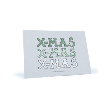 grau/grüne Weihnachtspostkarte "X-MAS"