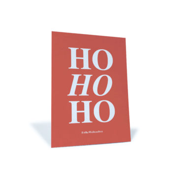 rote Weihnachtskarte mit "Ho Ho Ho"