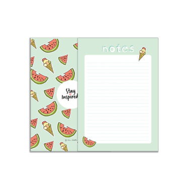 wunderschöner grüner Notizblock mit Wassermelonen und Eis auf der Rückseite von Stay Inspired! by Lisa Wirth
