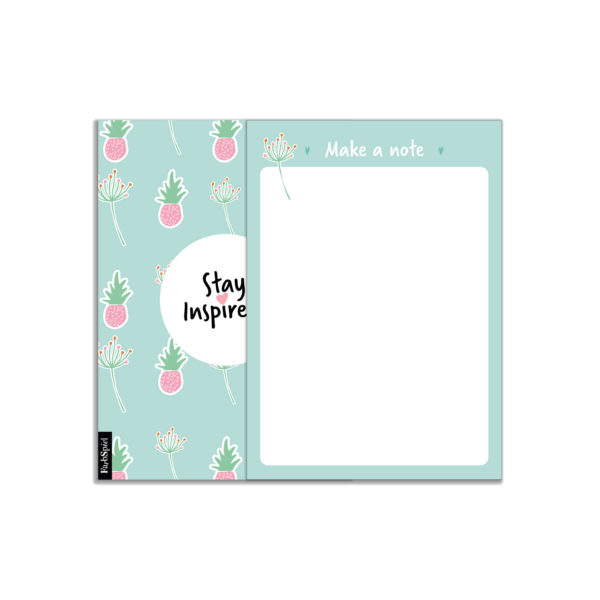 blank notepad "make a note" in green with pineapple and flower motif by Stay Inspired! by Lisa Wirth