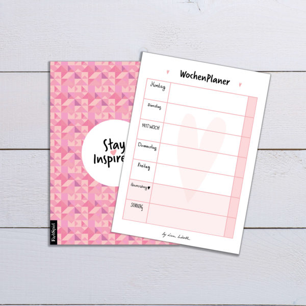 Notizblock bzw. Wochenplaner von Montag bis Freitag mit farbiger Rückseite in rosa DIN A6 von Stay Inspired! by Lisa Wirth