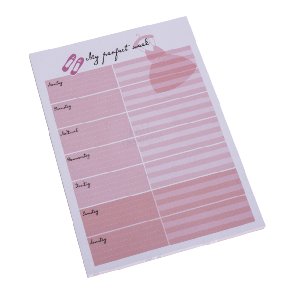 wunderschöner rosa Notizblock bzw. Wochenplaner "my perfect week" im DIN A5-Format von Stay Inspired! by Lisa Wirth