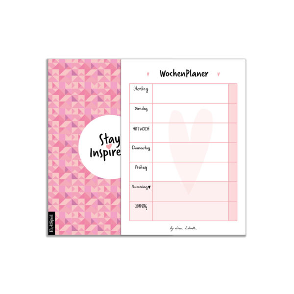 Notizblock bzw. Wochenplaner von Montag bis Freitag mit farbiger Rückseite in rosa DIN A6 von Stay Inspired! by Lisa Wirth