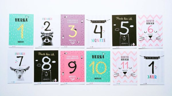40-teiliges Set mit Meilenstein Karten für Mädchen und Junge