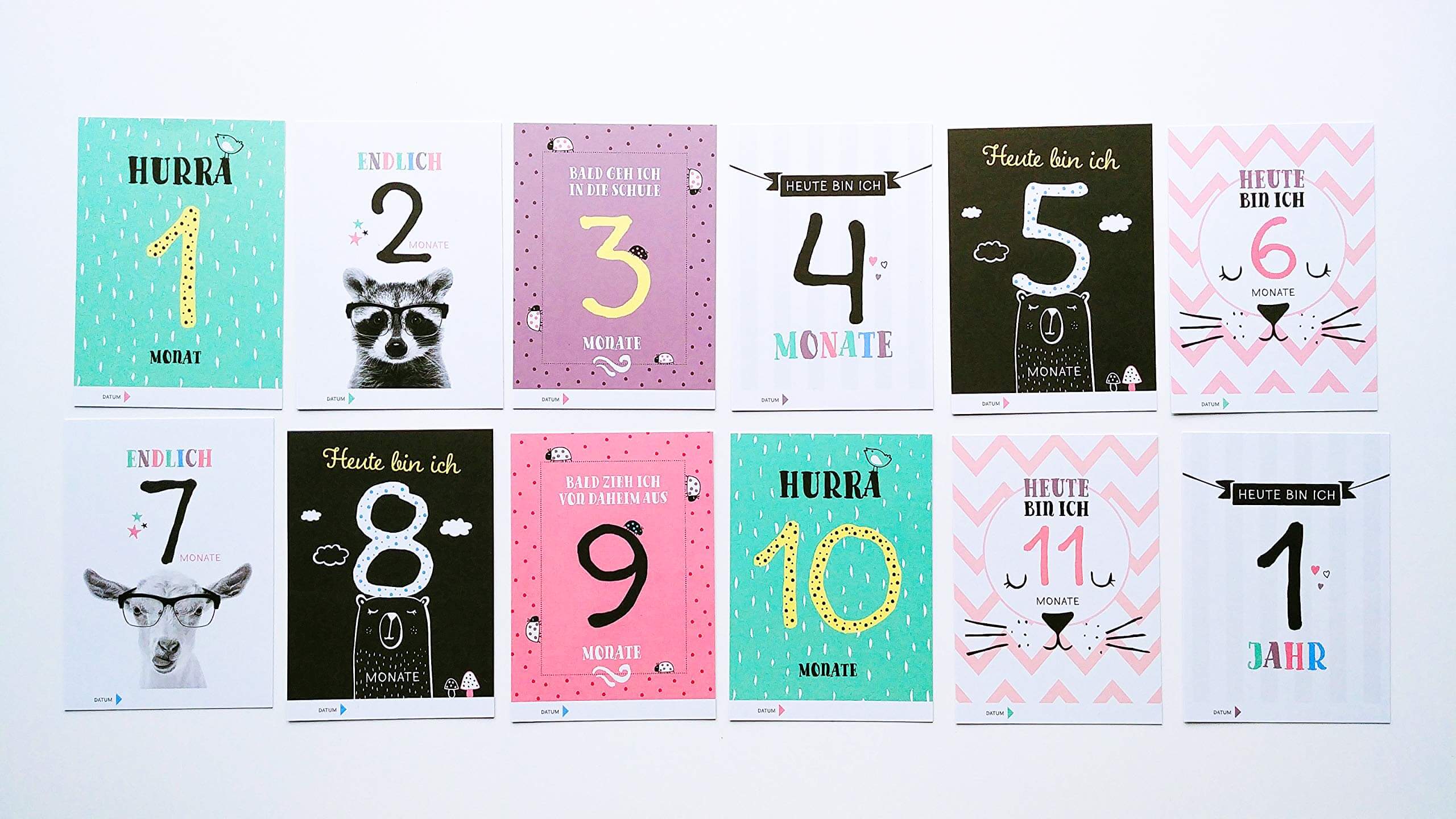 Baby Milestone Cards deutsch 40 Baby Meilenstein-Karten für das 1 Taufe oder Baby Show Geburt Schwangerschaft zur Erinnerung der Entwicklung der ersten .. Lebensjahr für Mädchen und Junge 