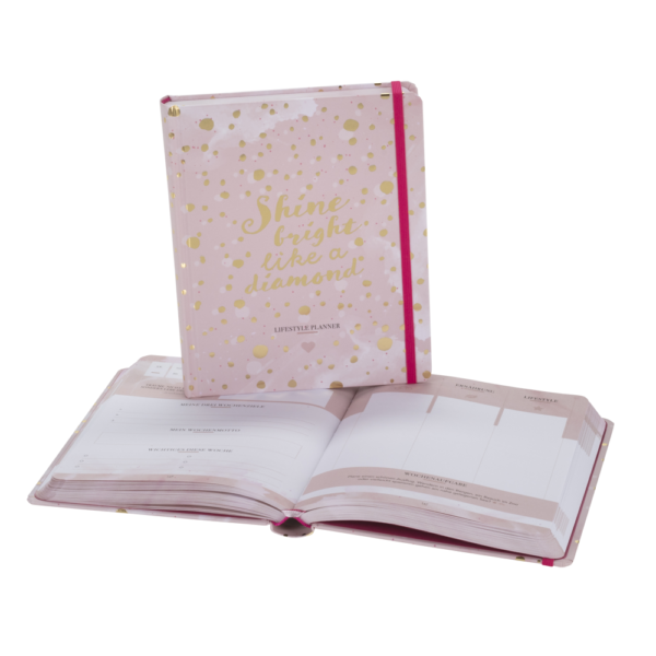 wunderschöner Terminkalender "Lifestyle Planner" in rosa mit goldenen Akzenten