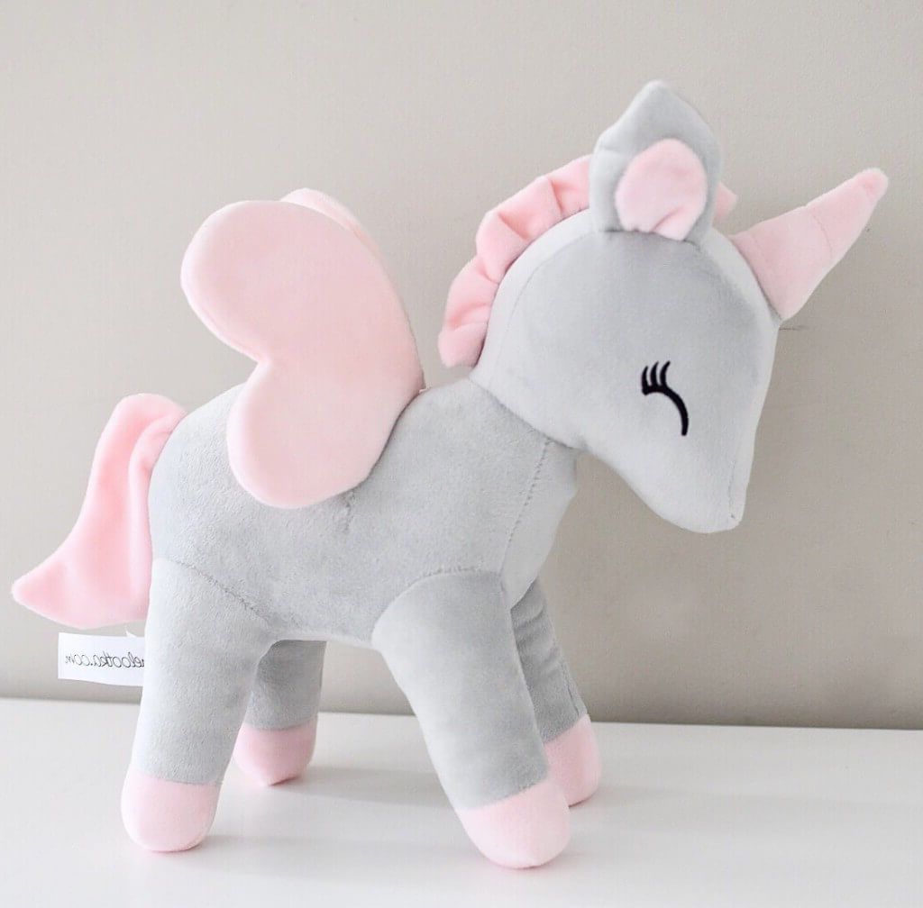Kuscheltier Einhorn "Mia" grau/rosa klein | Stay Inspired!