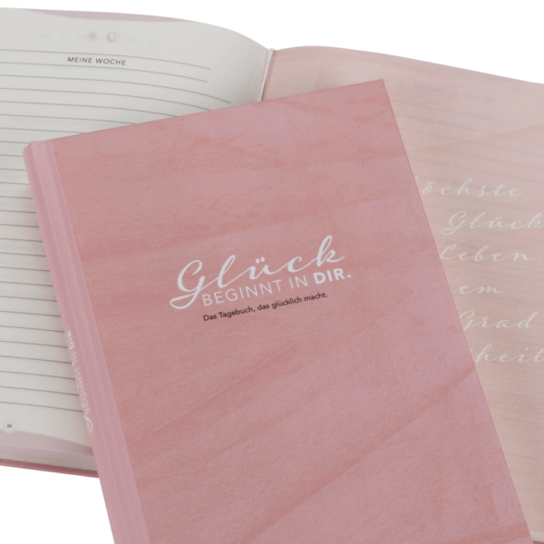 Glückstagebuch/6-Minuten-Tagebuch mit rosa Cover zum Eintragen für jeden Tag (morgens und abends)