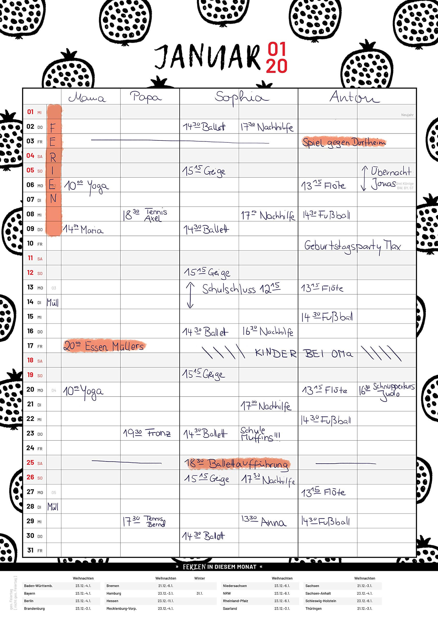 Xxl Familien Wandkalender 21 Schwarz Weiss Stay Inspired