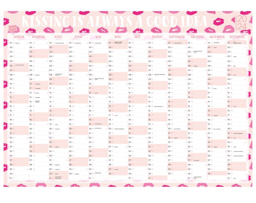 rosa Rosa Wandkalender 2024 DIN A1-Format  Stay Inspired!